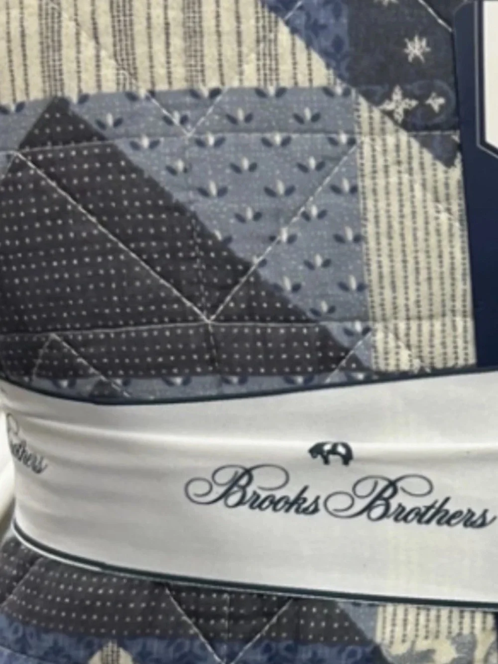Brooks Brothers Blue and White Cotton Full/Queen Quilt Set